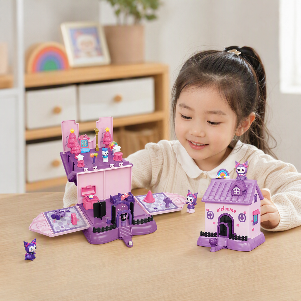 Creative Magnetic House Toy Set, Children's Educational Assembly and Fun Combination, Purple Gift Box Set details Picture