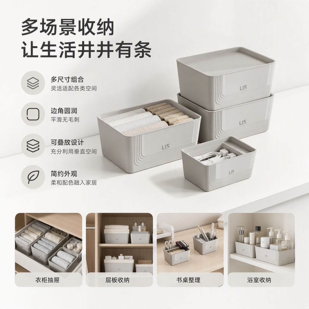 [CL] 26Q3#5211 ice pluma gris multifuncional ropa archivo organizadora caja de almacenamiento caja de almacenamiento de ropa de gran capacidad suministros de almacenamiento ordenado