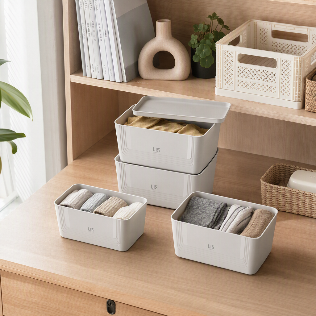 [CL] 26Q3#5211 ice pluma gris multifuncional ropa archivo organizadora caja de almacenamiento caja de almacenamiento de ropa de gran capacidad suministros de almacenamiento ordenado details Picture