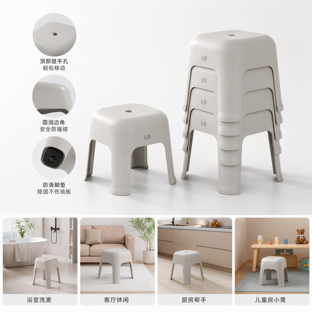 [CL] 26Q3#5219 ice pluma gris taburete plegable de plástico pequeño mazza portátil portátil y multiuso para el hogar al aire libre taburete de ocio