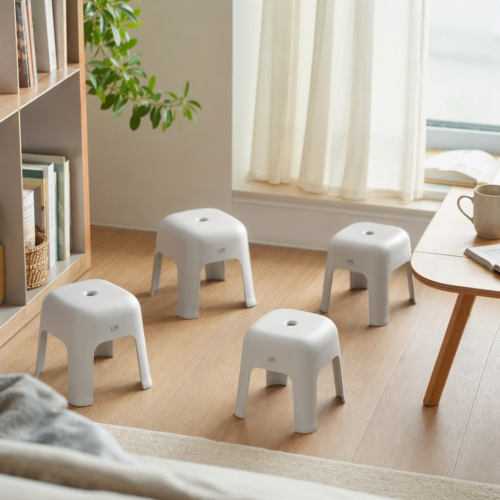[CL] 26Q3#5219 ice pluma gris taburete plegable de plástico pequeño mazza portátil portátil y multiuso para el hogar al aire libre taburete de ocio details Picture