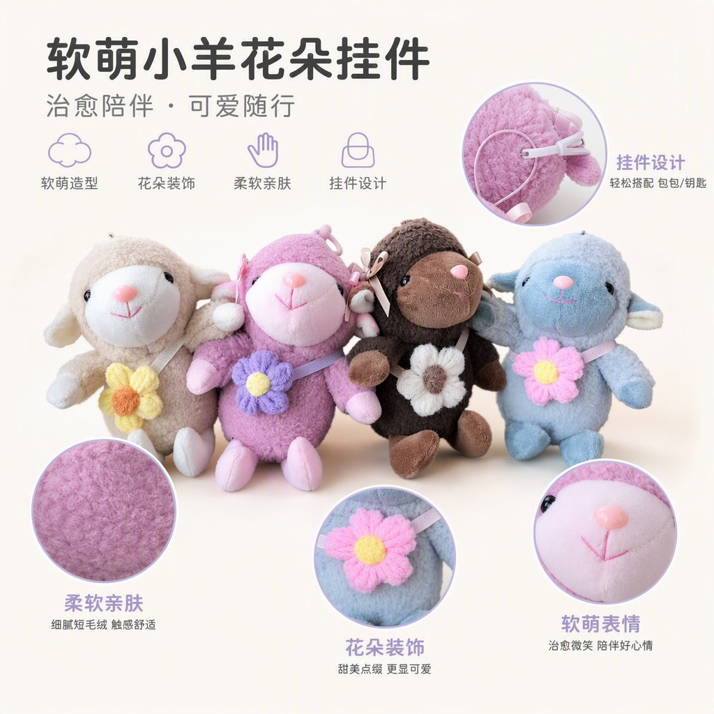 Fun plush little lamb doll pendant, cute gift