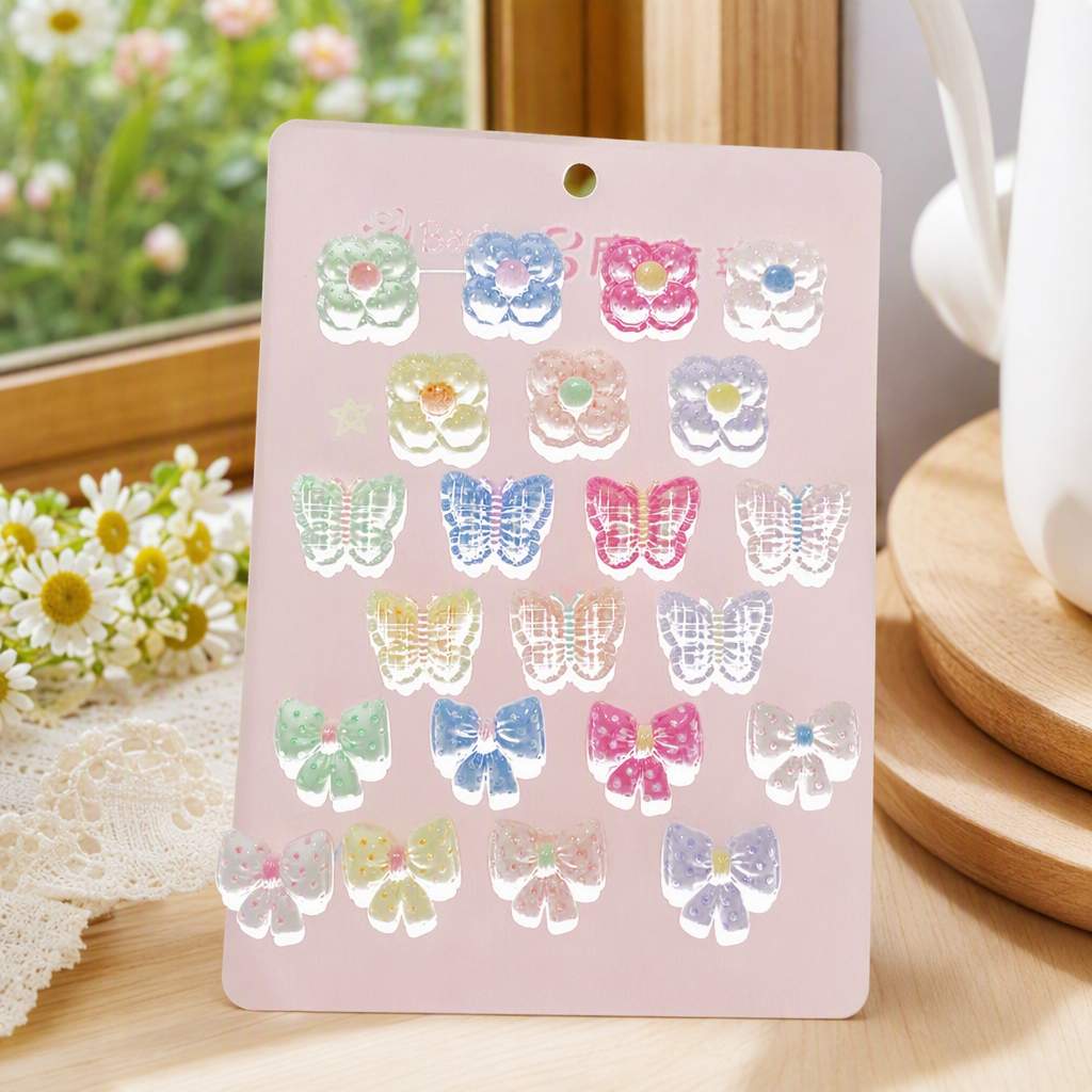 Colorful flower bow hair accessories, sweet and cute hair clips, hair accessories for dressing up girls, children's headwear details Picture