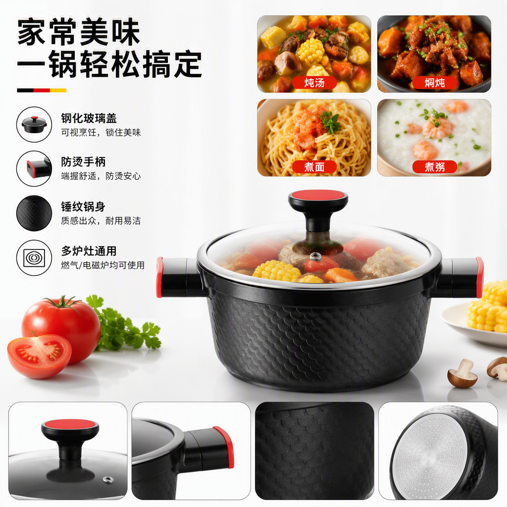 The multi-functional kitchen stew pot is a household ceramic soup pot for cooking porridge and soup. It is a heat-resistant, durable and practical kitchenware details Picture