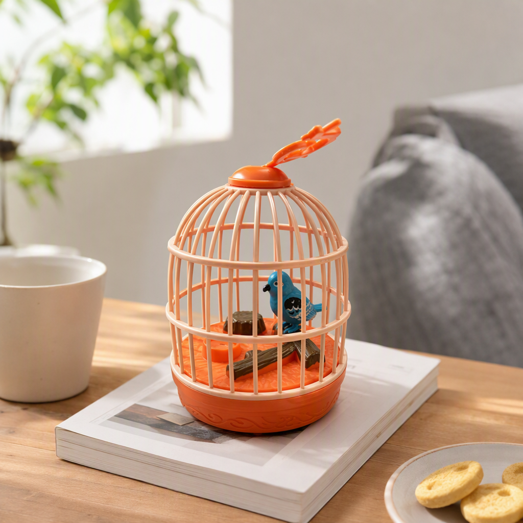 Cross-border voice-controlled simulation birdcage toys that can move, make sounds and have lights are fun small toys for children's electric street stalls Item Picture