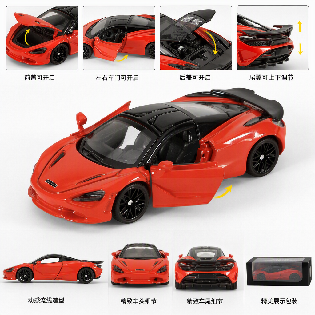 Officially authorized simulation alloy car model - McLaren 750S [1:64 red] details Picture