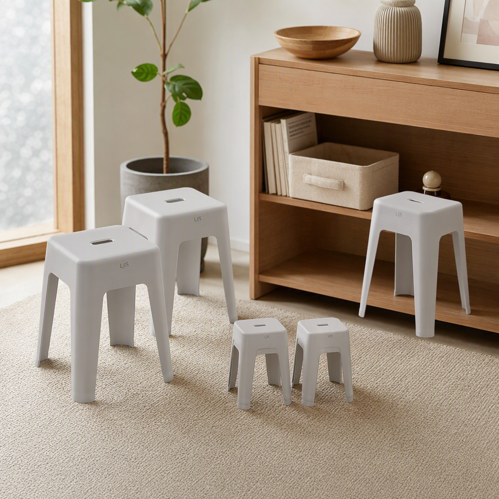 [CL] 26Q3#5209 ice pluma gris taburete alto asiento de plástico trabajo multifuncional taburete de ocio muebles de oficina para el hogar details Picture