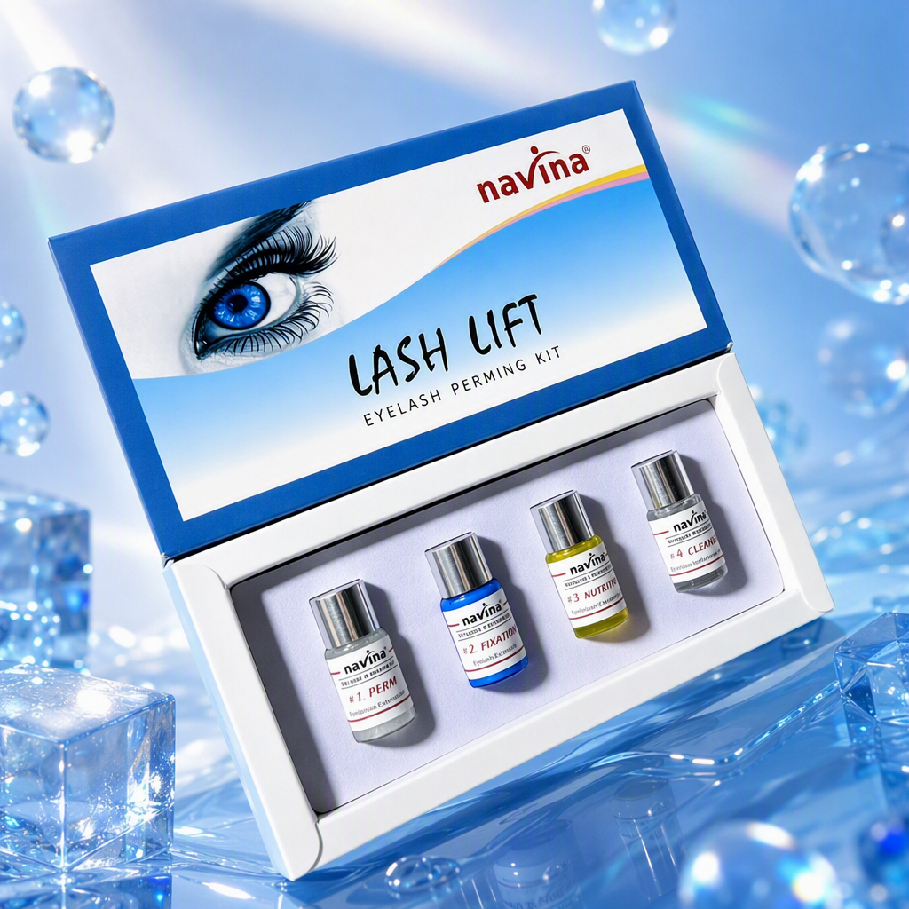 Blue packaging box eyelash care set, long-lasting curling, nourishing, natural and plump beauty tool set Specification image
