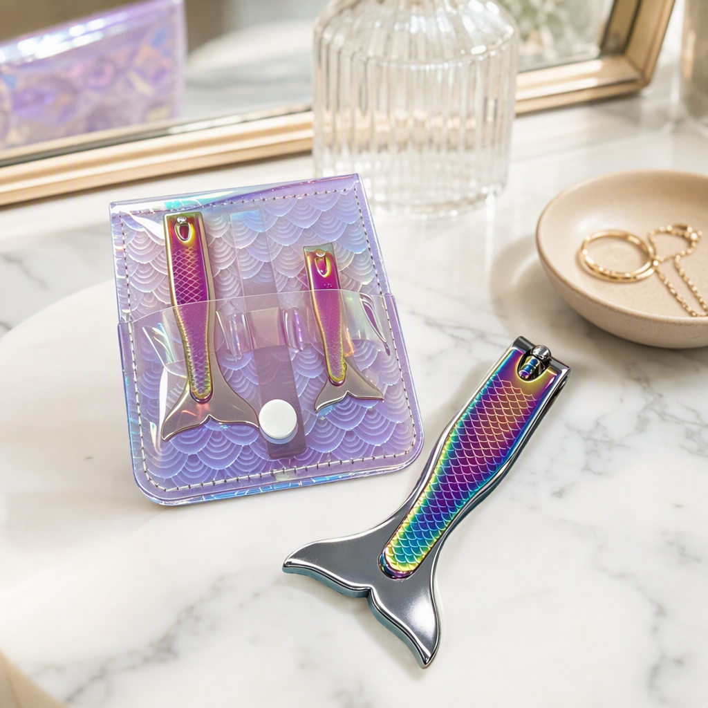 Arco iris cola de pescado forma cortadores de uñas multicolor adorable portátil herramientas de uñas moda creativa uñas suministros de corte details Picture