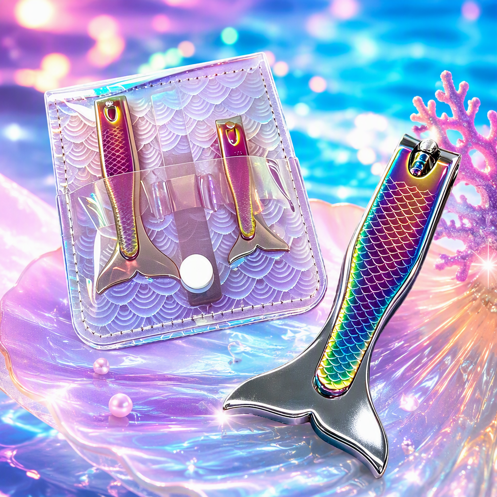 Arco iris cola de pescado forma cortadores de uñas multicolor adorable portátil herramientas de uñas moda creativa uñas suministros de corte Specification image