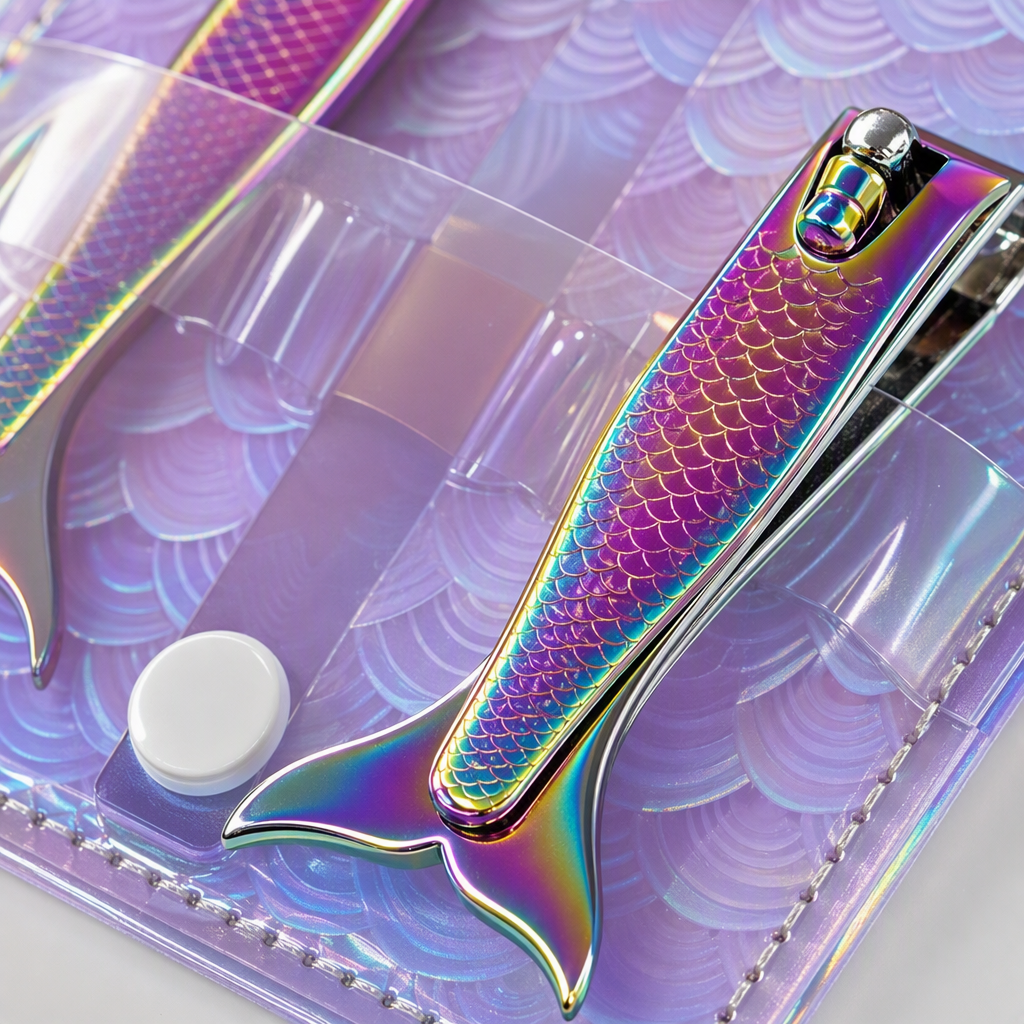Arco iris cola de pescado forma cortadores de uñas multicolor adorable portátil herramientas de uñas moda creativa uñas suministros de corte Application Scenario