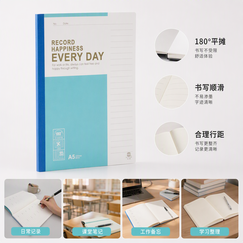 多功能创意笔记本蓝白封面学生手账记事本办公用记事簿学生礼品