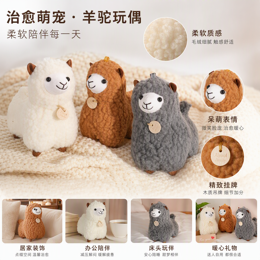 Cute plush alpaca simulation doll cultural and creative gift pendant