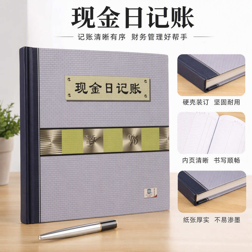 Grey brick-patterned cover cash journal, factory direct sales, label style, practical accounting book, financial bookkeeping supplies