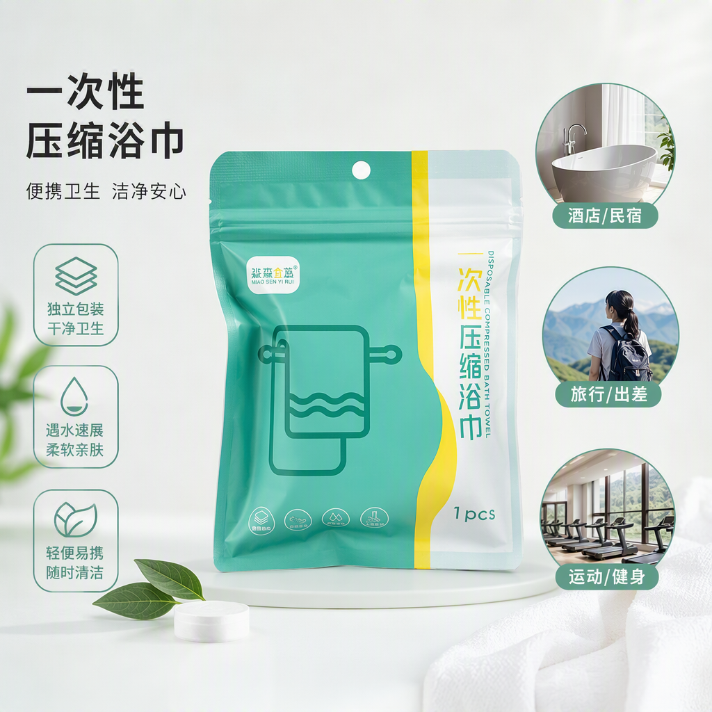 Eco-friendly compressed bath towel packaging bags, portable travel dry and wet dual-purpose storage bags, plastic bags
