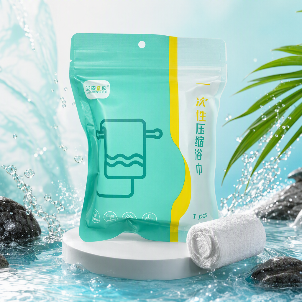 Eco-friendly compressed bath towel packaging bags, portable travel dry and wet dual-purpose storage bags, plastic bags Specification image