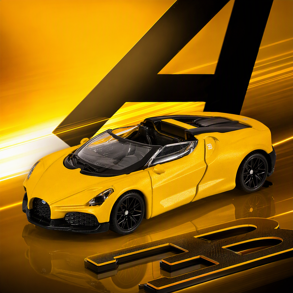 Officially authorized simulation alloy car model - Bugatti - Mistral [1:64 yellow]