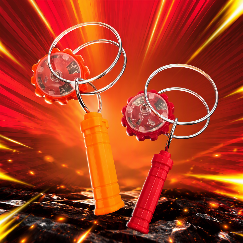 Children's luminous hand-cranked magnetic track magic UU ball magic spinning colorful top small toy Specification image