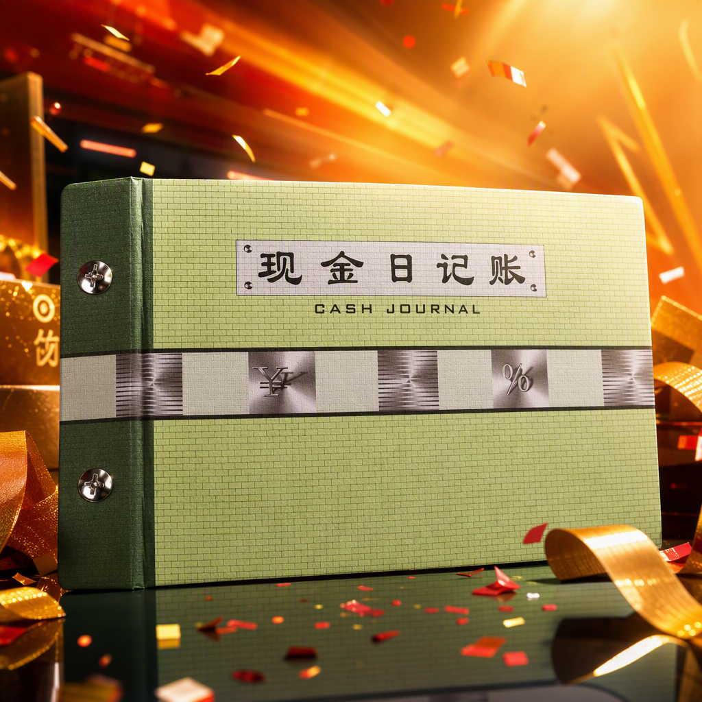 Green cover cash diary, ledger, handbook, bookkeeping book, financial management ledger, bookkeeping book, financial record book, office supplies Specification image
