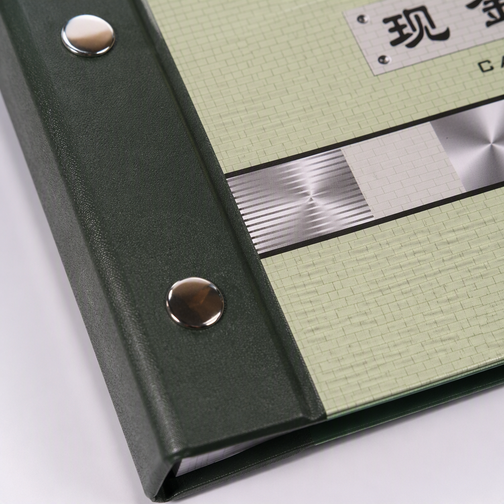 Green cover cash diary, ledger, handbook, bookkeeping book, financial management ledger, bookkeeping book, financial record book, office supplies Application Scenario