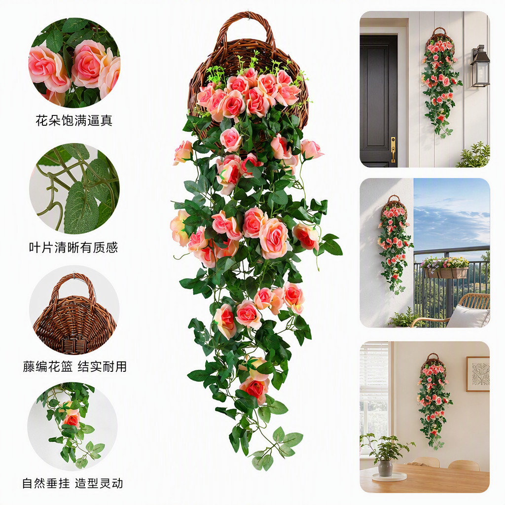 Simulación de espacio de oficina jardinería decoración de ratán plantación verde decoración de pared decoración creativa mobiliario suministros details Picture