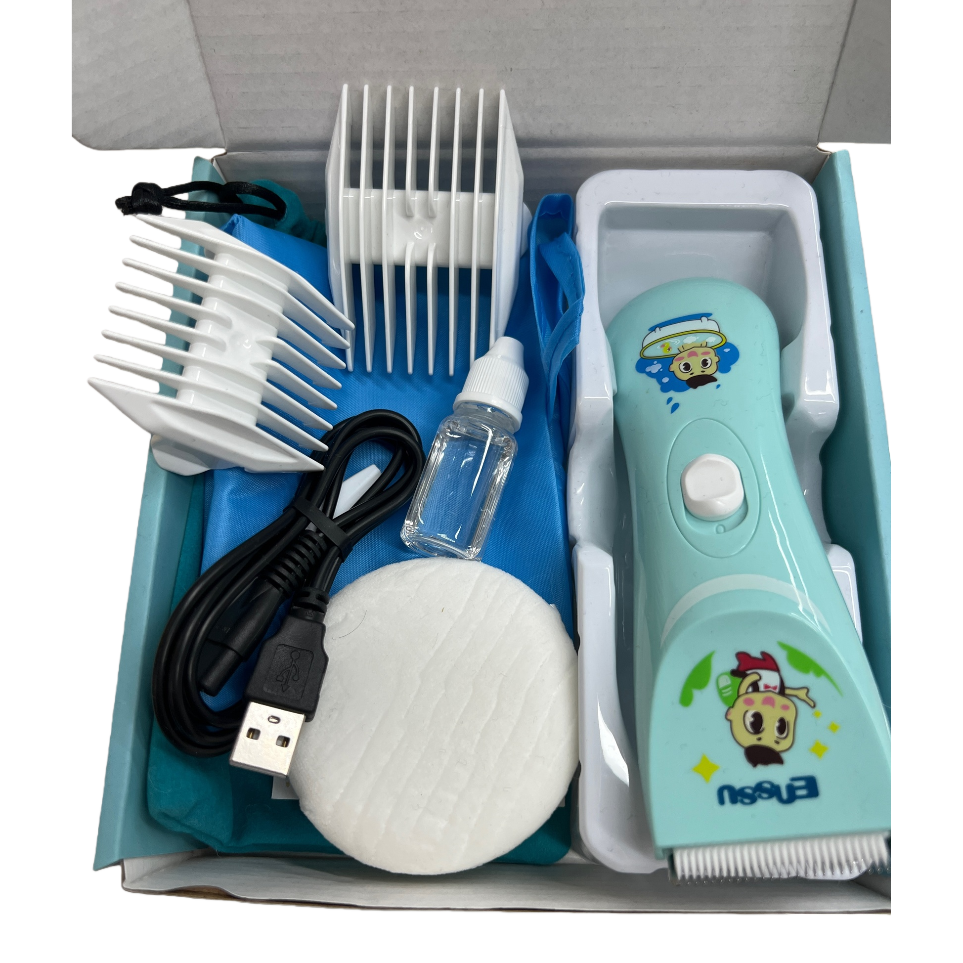 Children's light green hair clipper set accessories are safe, anti-slip and easy to operate, suitable for children's hair cutting tools Item Picture