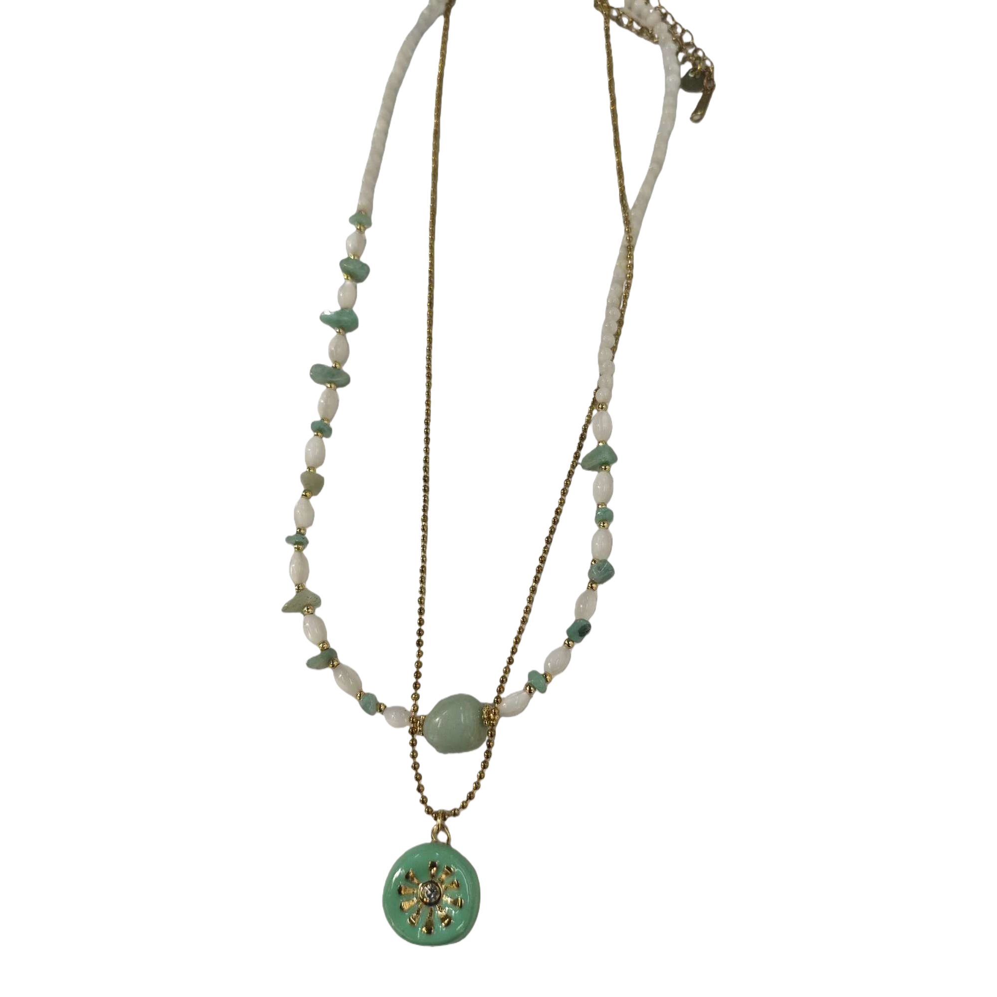 Influential, fashionable and simple green gemstone pendant necklace, Korean version for women, elegant and versatile, student couple accessory gift Item Picture