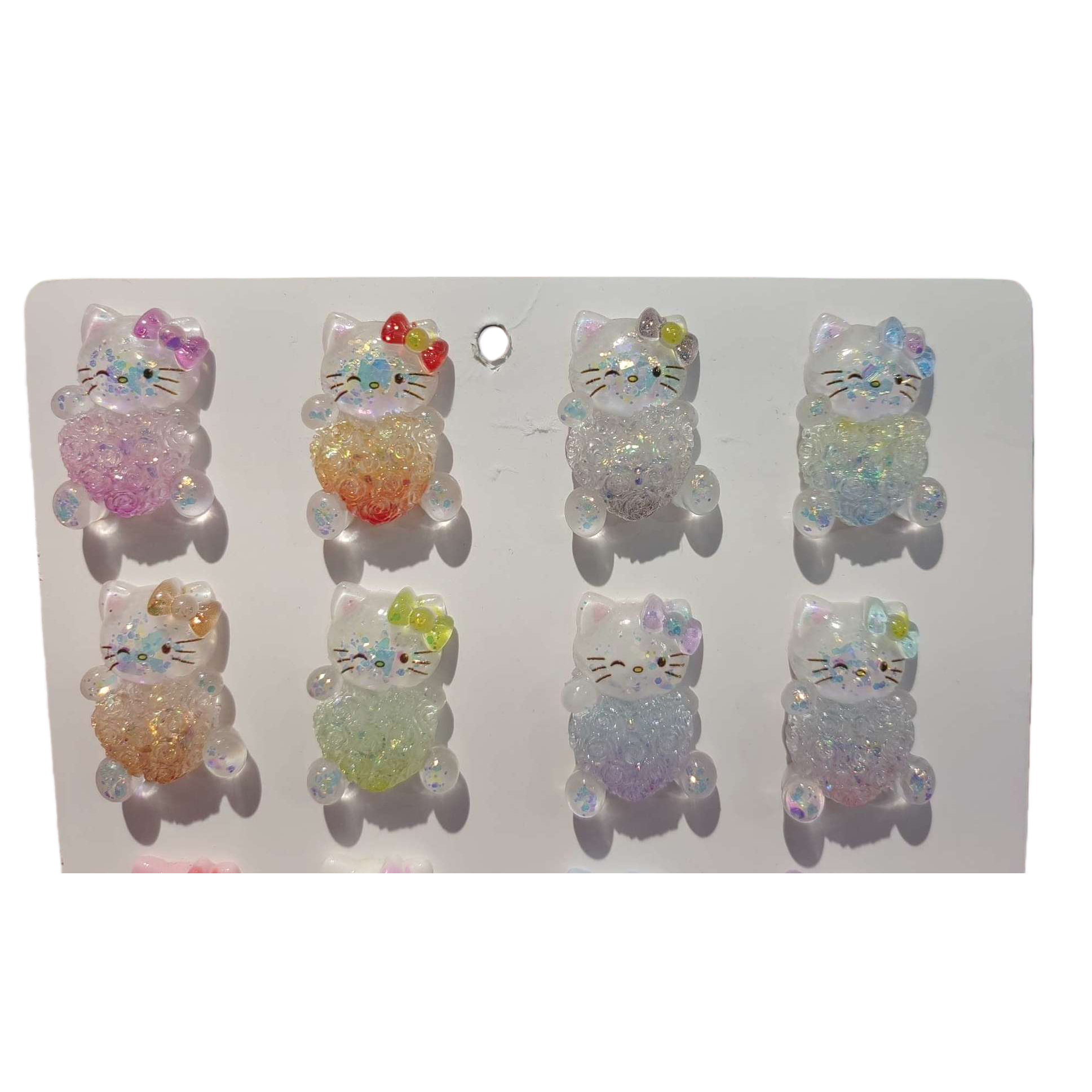 Hello Kitty colored glitter resin pendant, cute cartoon accessory, DIY handicraft accessory, gift decoration Item Picture
