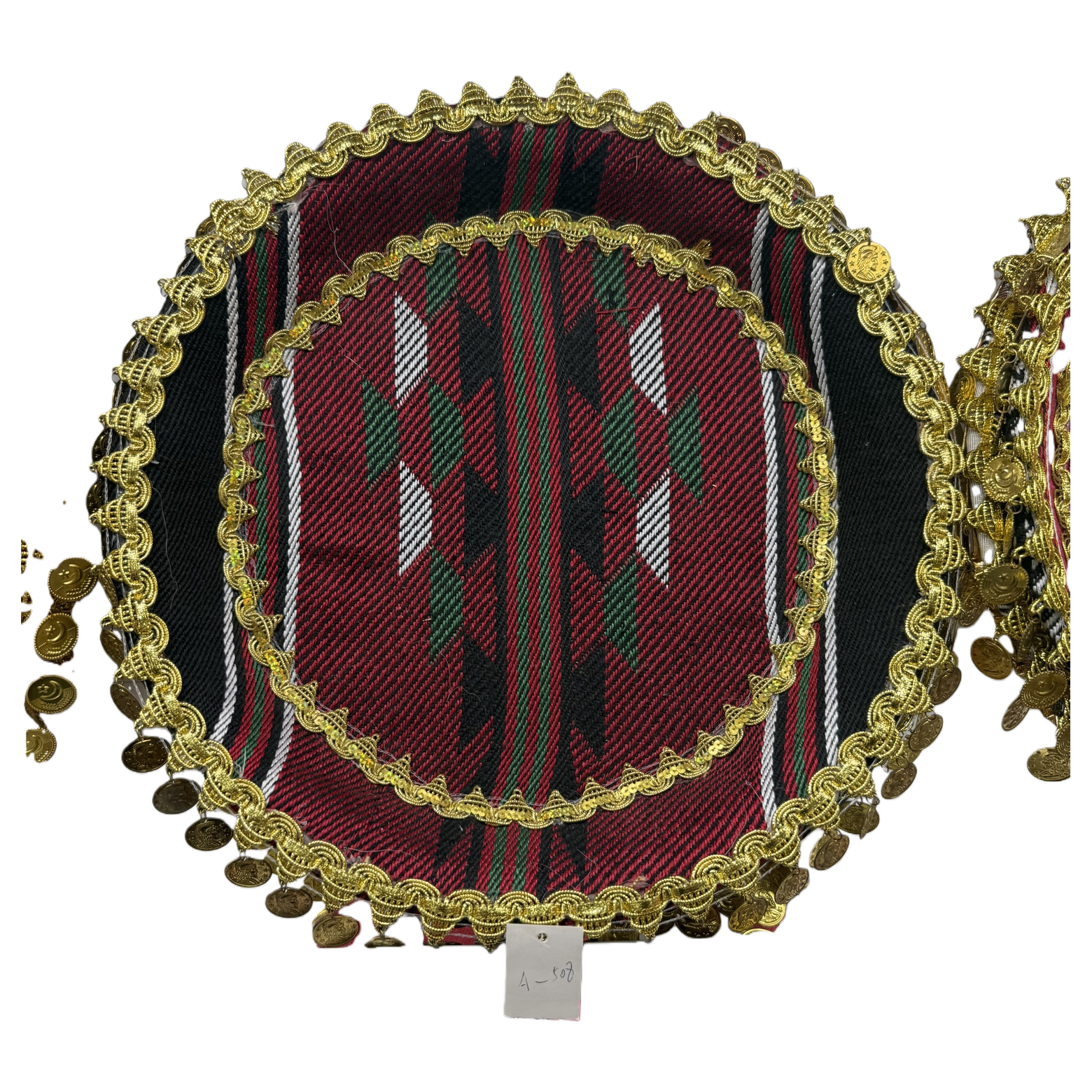 Fashionable geometric pattern fabric plate, red, black and green multi-functional tableware, creative home decoration products Item Picture
