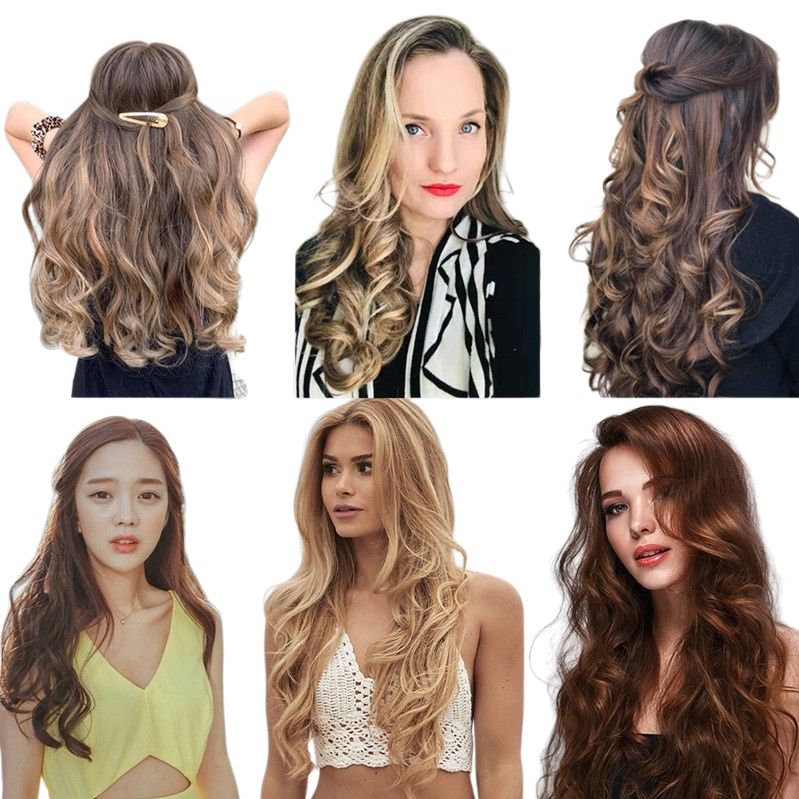 Varios estilo de cabello rizado mujer cabeza de cerca peinados de moda hd imágenes show Item Picture