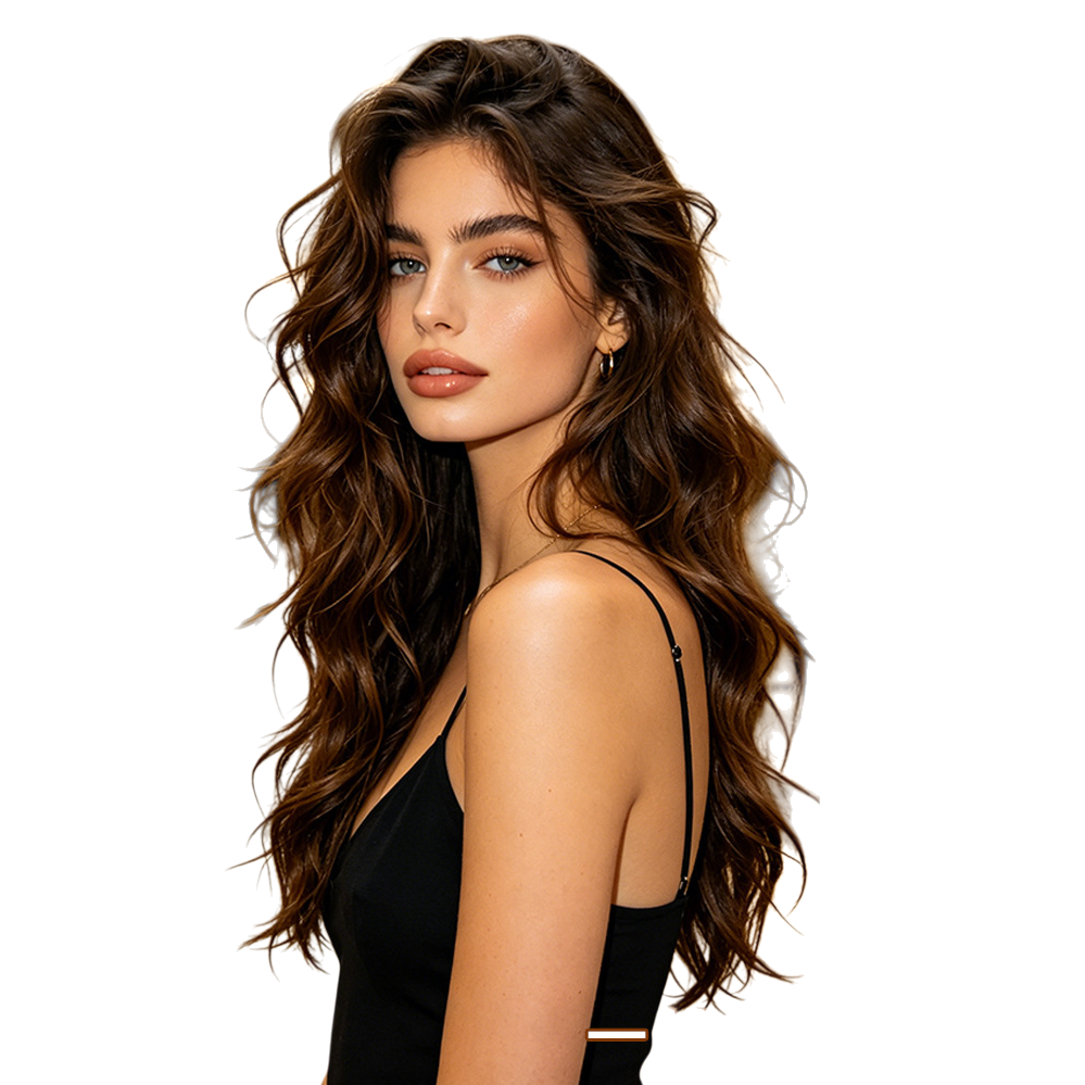 Natural marron ondas grandes rizos extensiones de cabello one piece cinco tarjetas de cabello modelo de mujer estilo peluca accesorios Item Picture