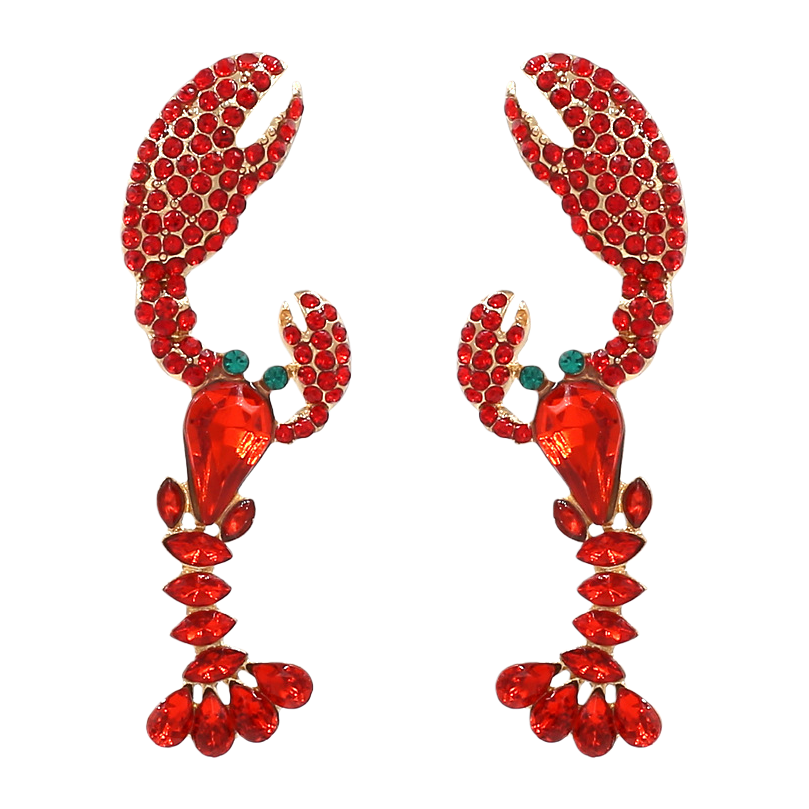 Creativo rojo langosta forma pendientes moda personalidad tendencia orejeras mujeres versión coreana simple y versátil orejeras Item Picture