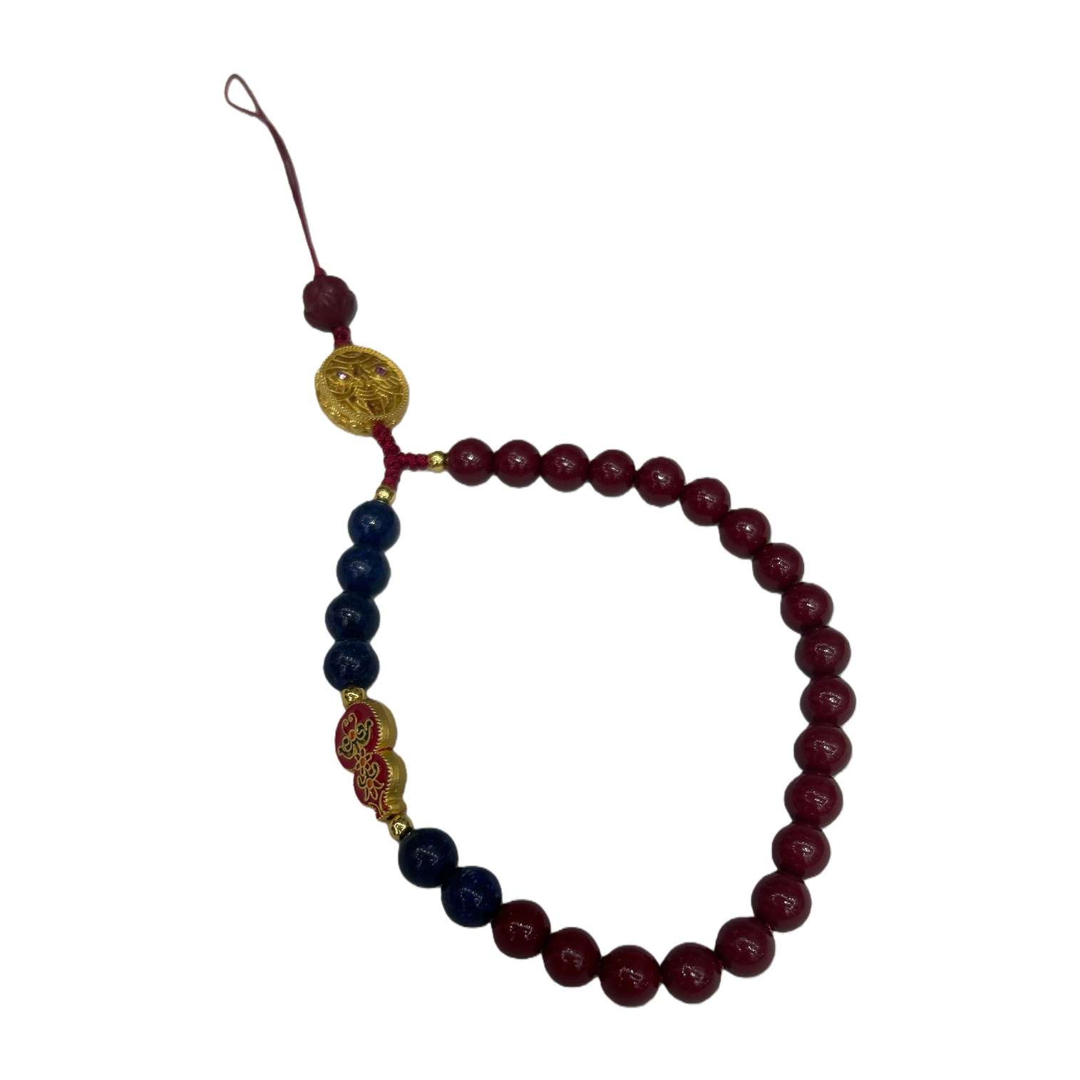Pulsera de cadena de cuentas rojas de moda adornado con cuentas azules adornado con oro simple 100 accesorios para chicas Item Picture
