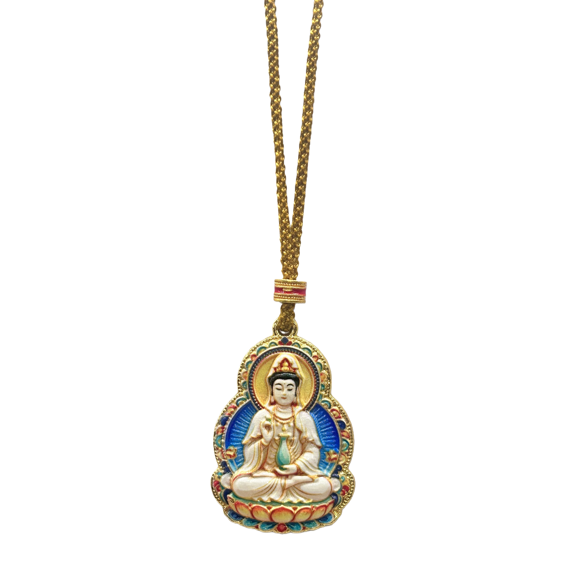 Colorful enamel Guanyin statue pendant, exquisite handcrafted Buddhist ornament, a collection of peaceful and auspicious gifts Item Picture