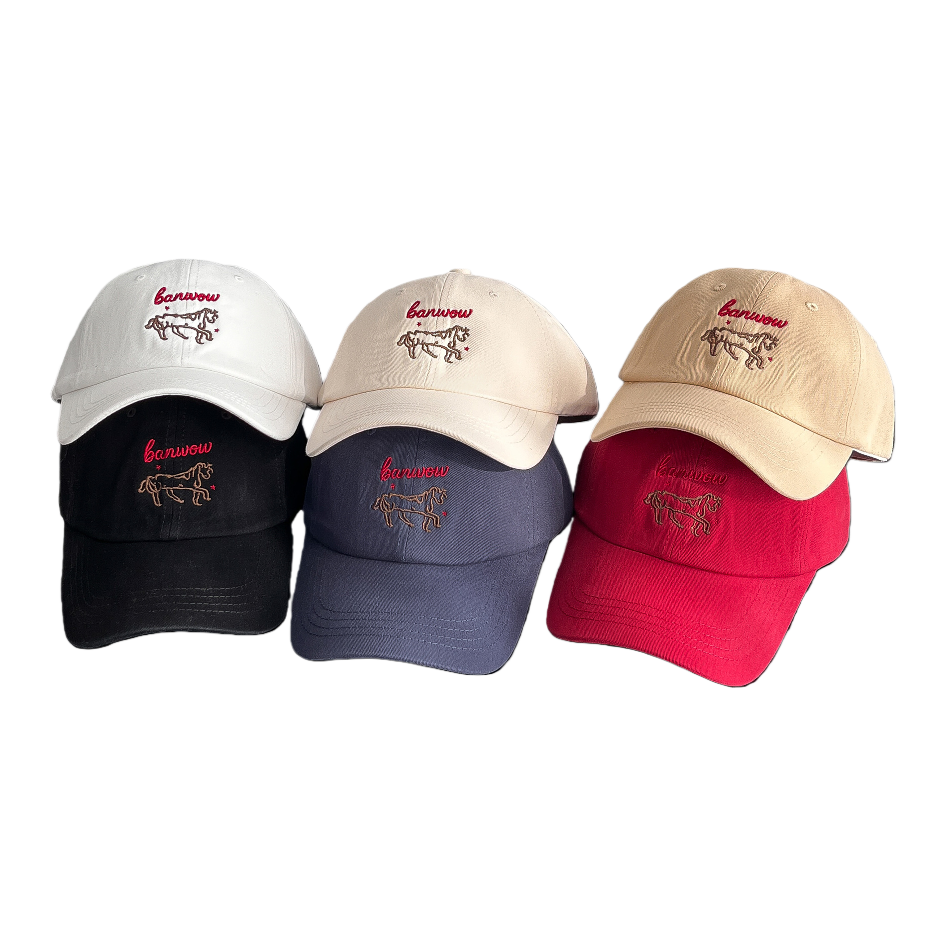 Многоцветная бейсболка с шестью красными буквами в форме лошадей Item Picture