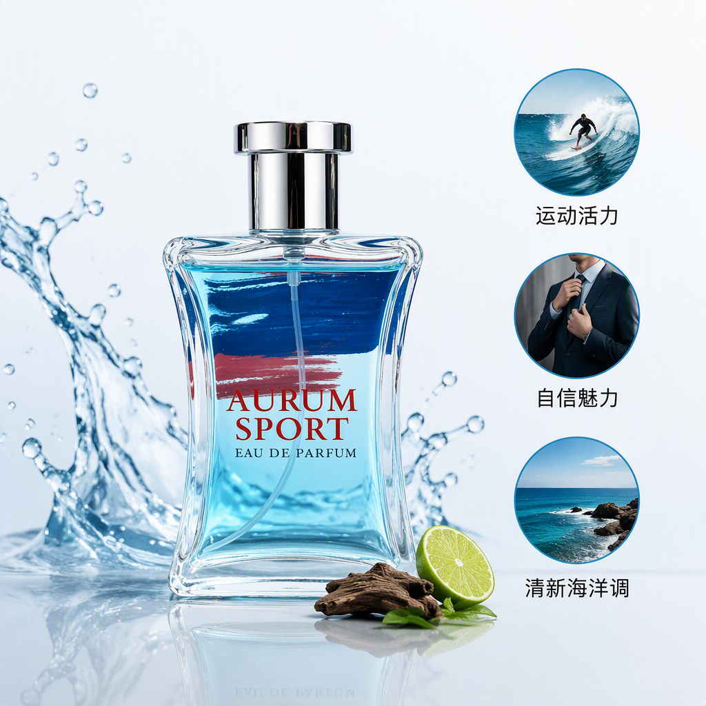 Fashionable blue perfume bottle, exquisite large capacity, long-lasting light fragrance, suitable gift box for both women and men