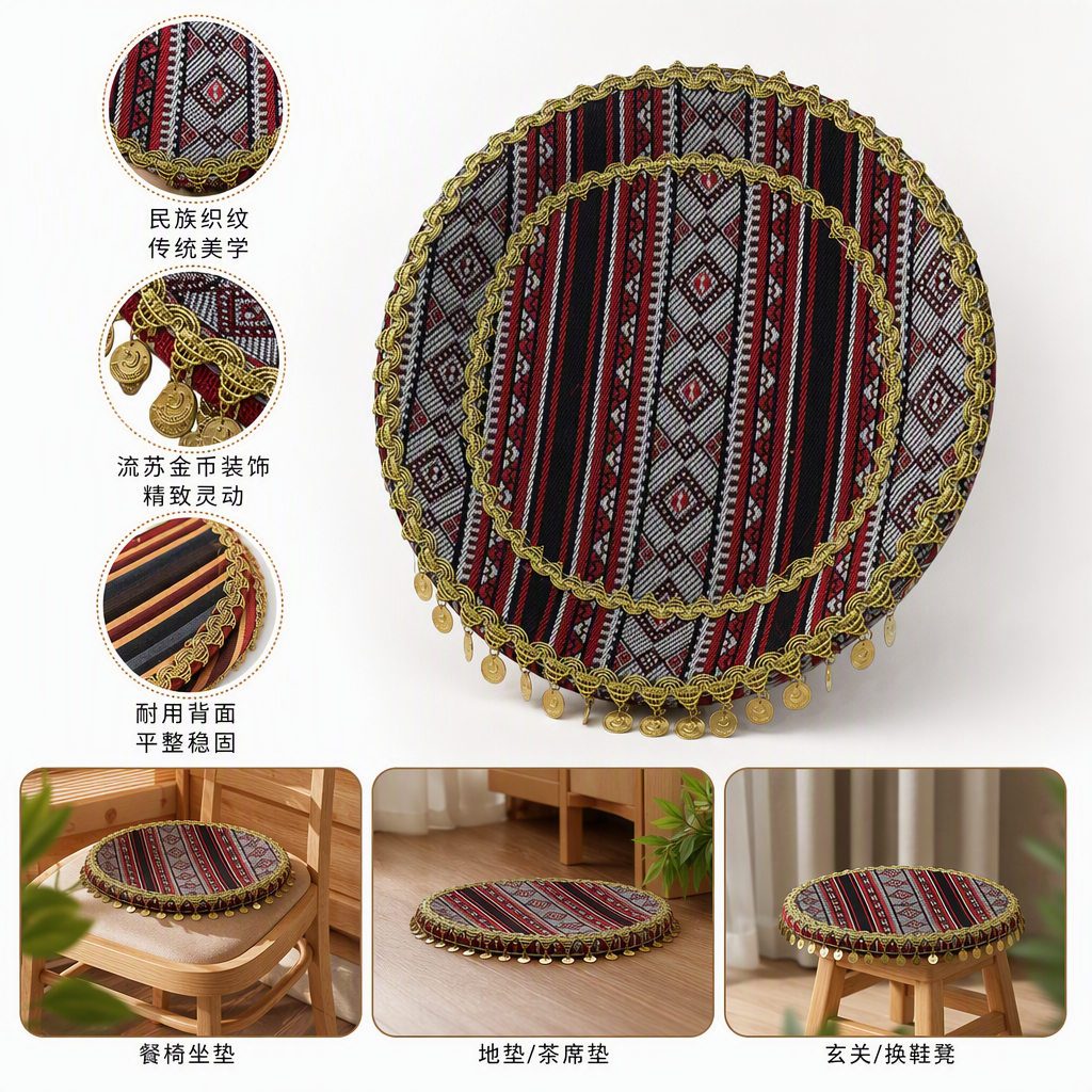 Fashionable geometric texture fabric mat, multi-color spliced comfortable home floor mat, anti-slip and wear-resistant decorative mat
