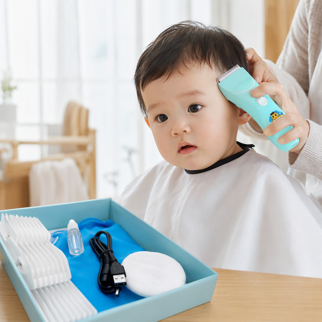 Children's light green hair clipper set accessories are safe, anti-slip and easy to operate, suitable for children's hair cutting tools details Picture