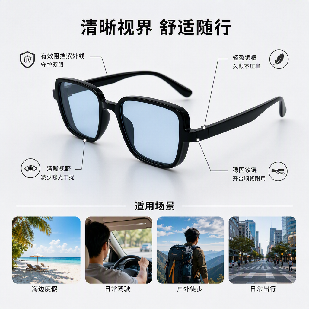 Fashionable and lightweight metal-framed glasses for both men and women, high-definition, anti-fatigue and comfortable fitting style details Picture