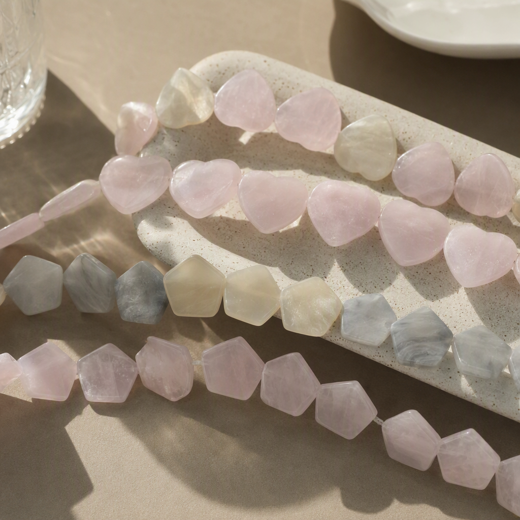 Pink heart-shaped pentagonal shell bead bracelet necklace accessory, sweet and cute girlish style trendy accessory details Picture