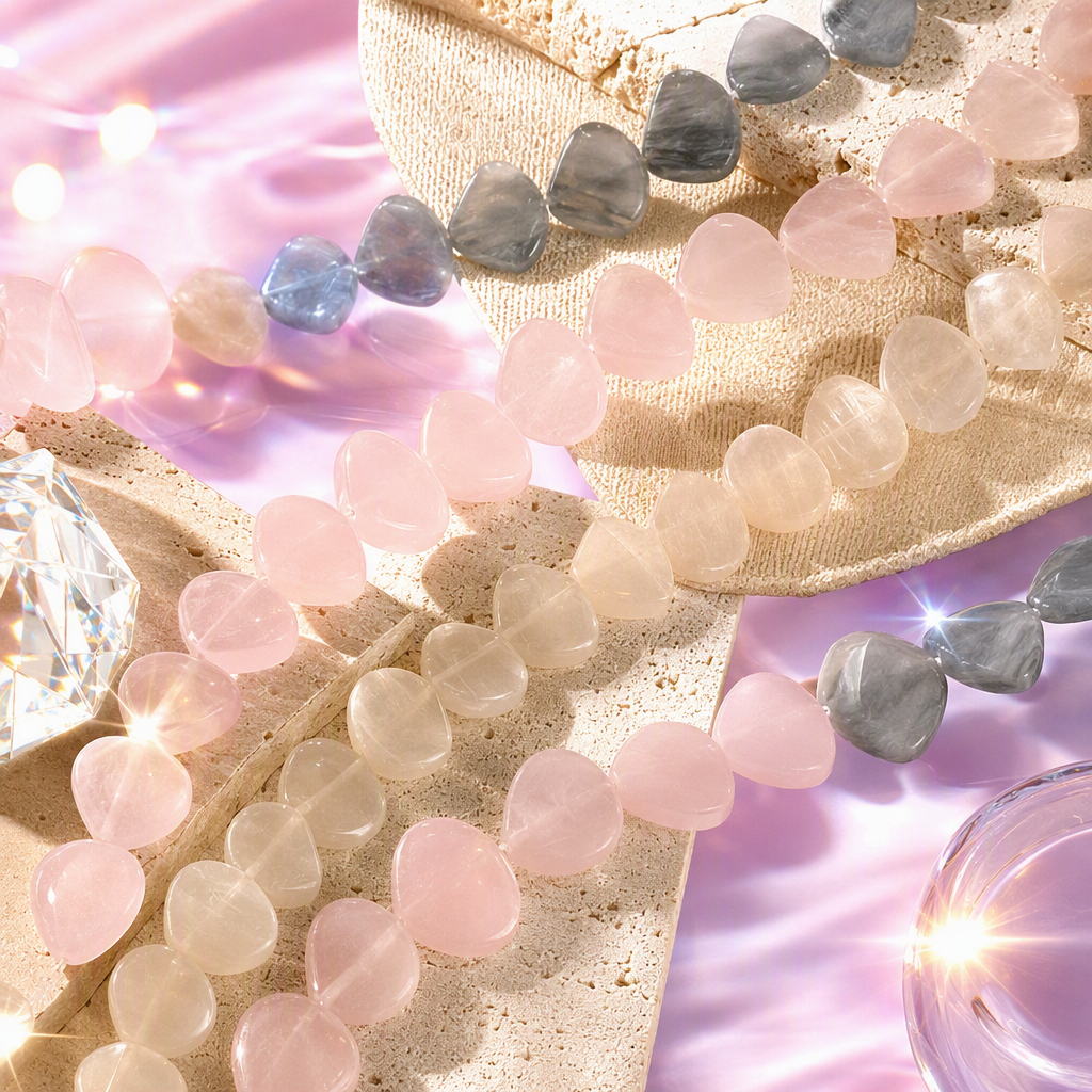 Pink heart-shaped pentagonal shell bead bracelet necklace accessory, sweet and cute girlish style trendy accessory Specification image