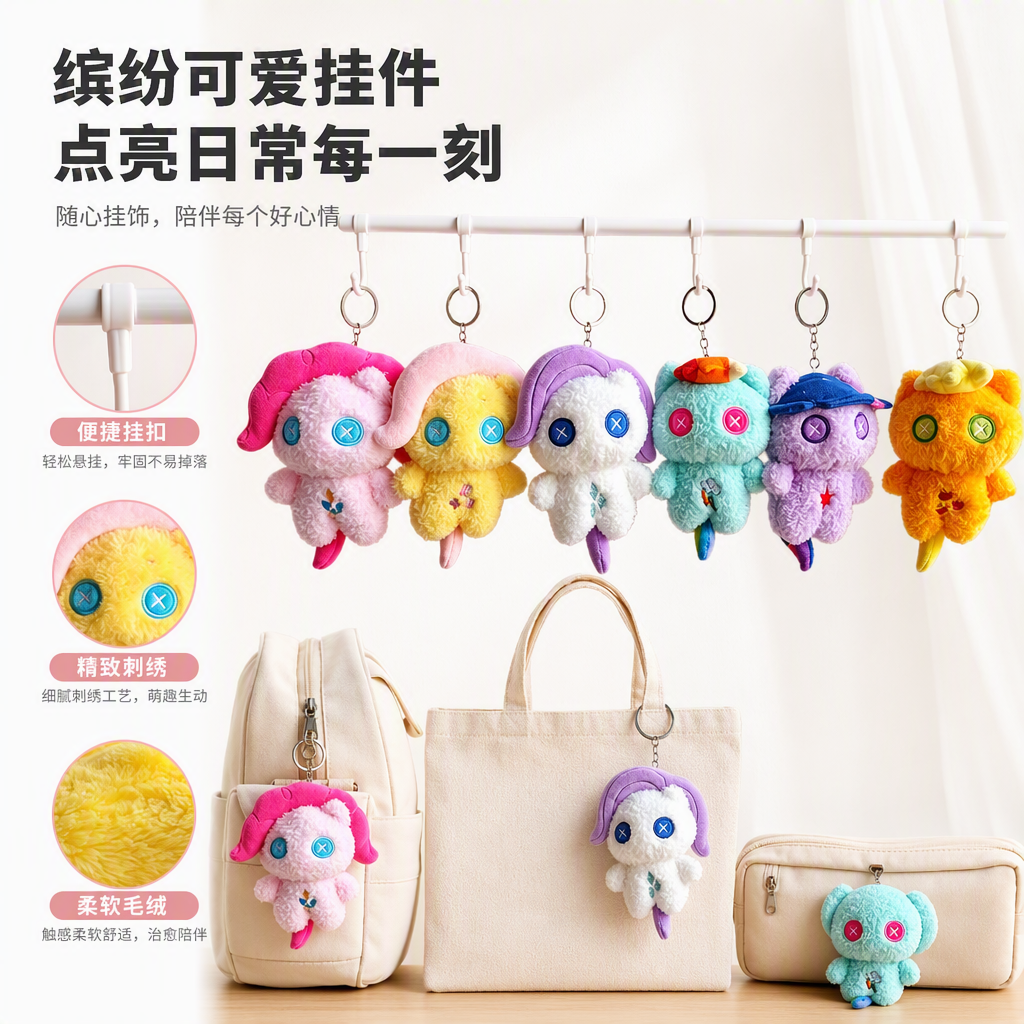 Cute pony polly creativo llavero colgante peluche pareja bolsa de escuela colgante comercio exterior puede al por mayor anime fondo rosa seis colores de peluche llavero forma linda muchos decoraciones regalos del día de la madre accesorios Specification image