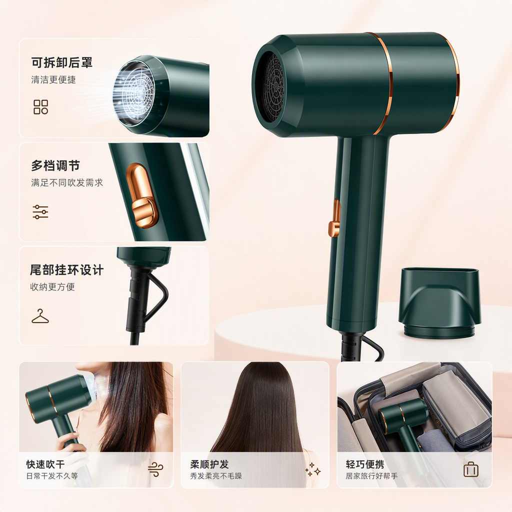 进口电器吹风机大功率负离子护发静音便携家用专业款