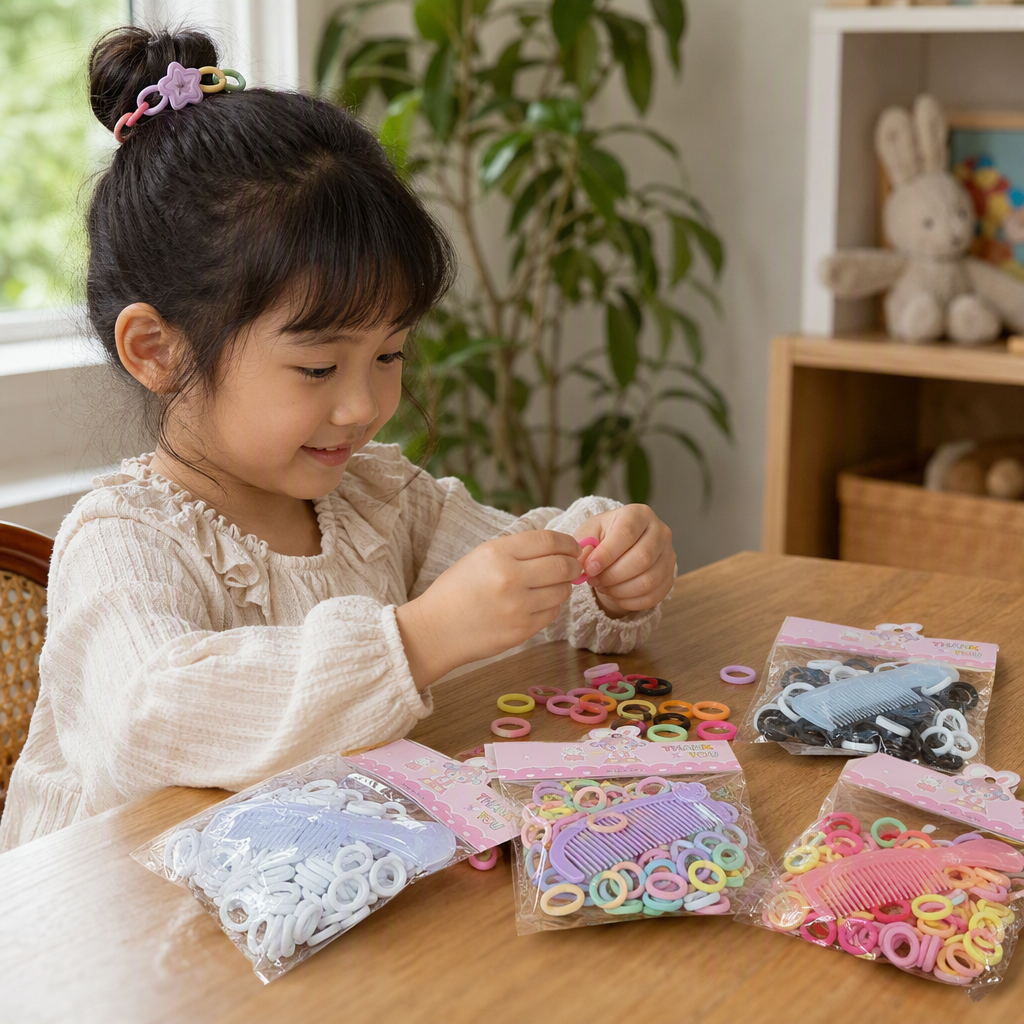 彩色发圈梳子套装产品图