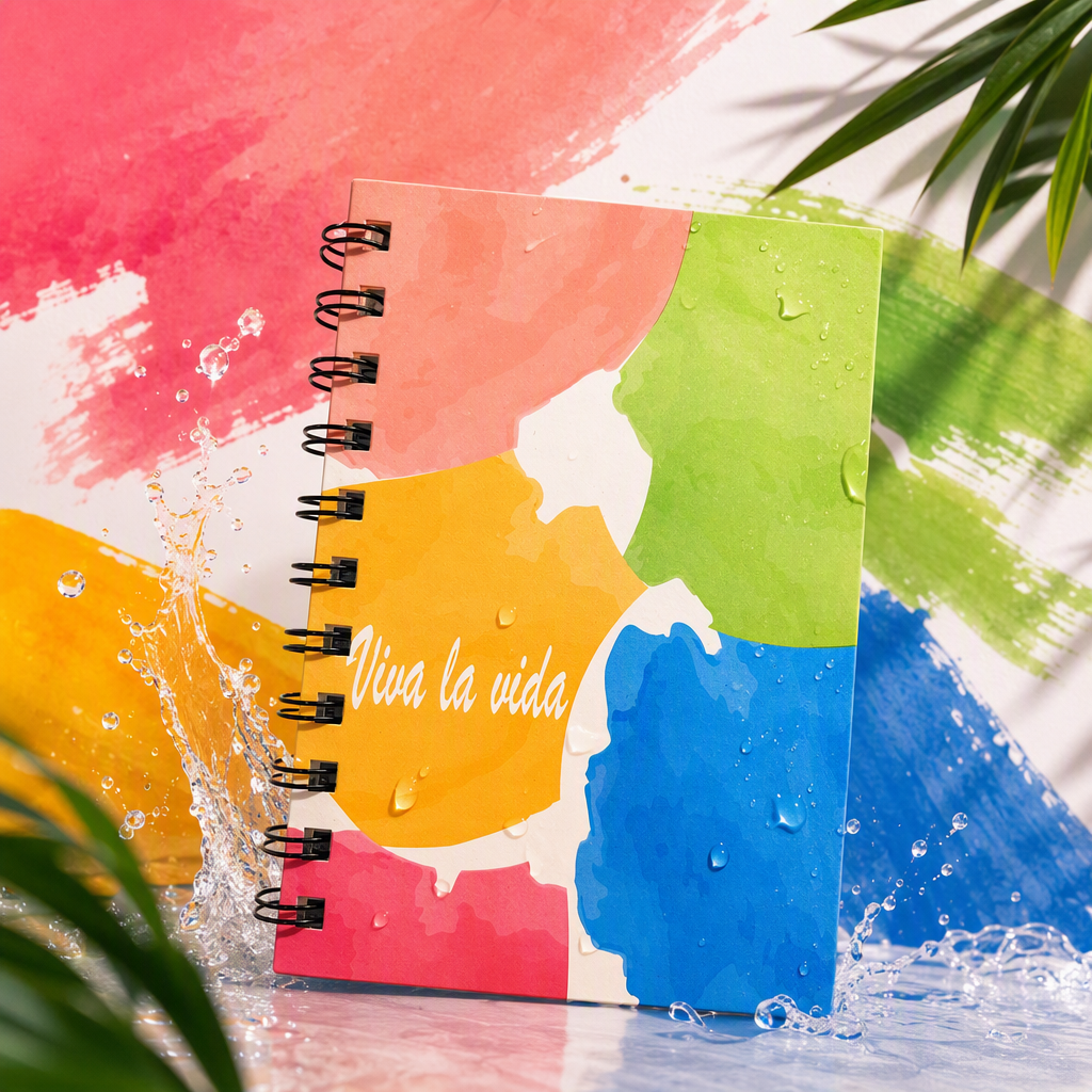 Donghu Paper Products A6 Color-Blocking Watercolor Coil Notebook, Dynamic Watercolor Color-blocking Notebook Specification image