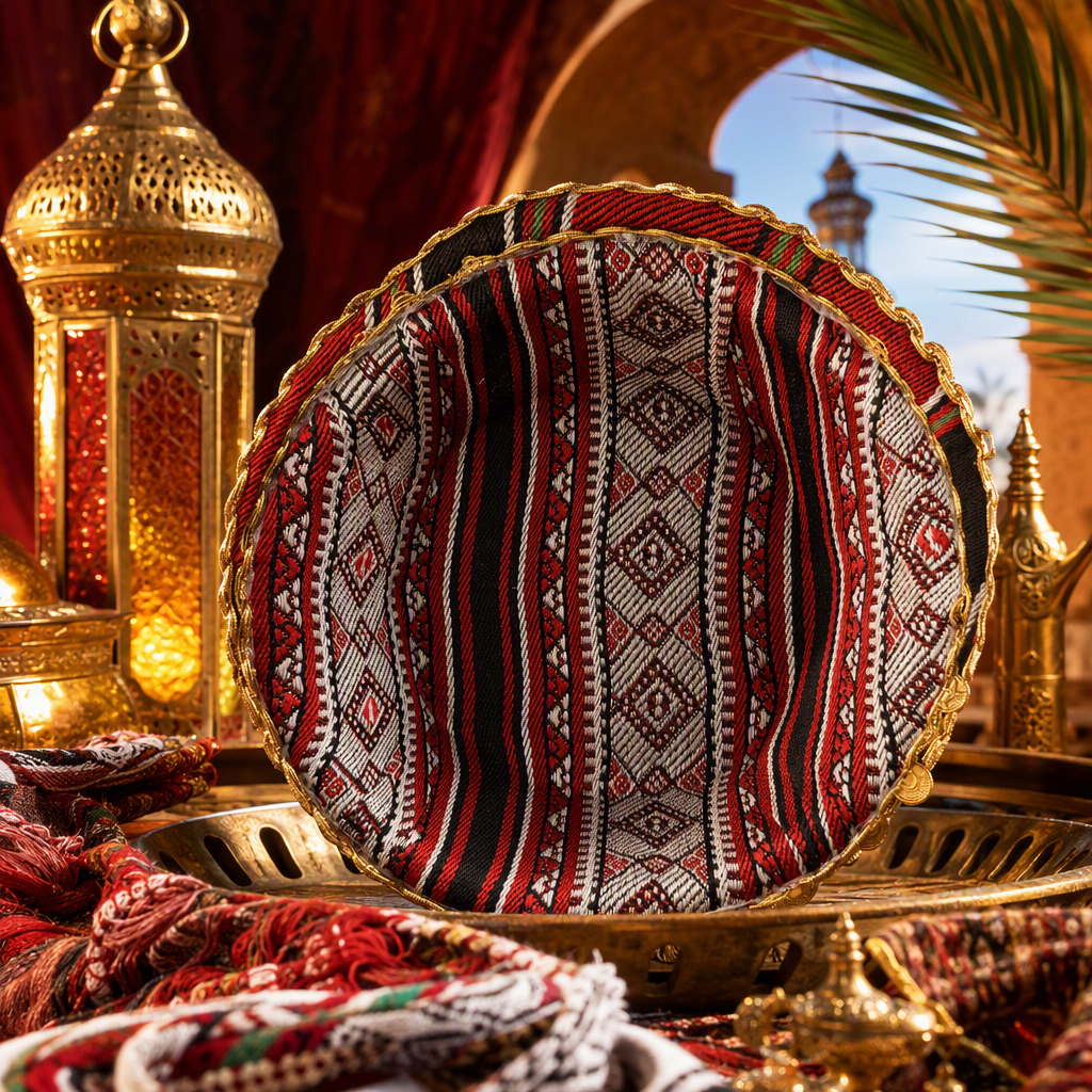 وشم دائري ذو حواف ذهبية منحرفة مزخرفة Specification image
