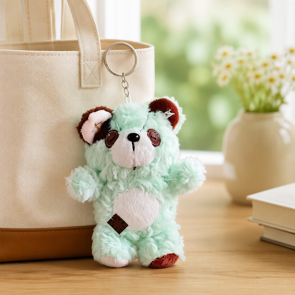 Blanco peluche moe favorite llavero bolsas decoración cute colgante juguetes parches oso bondadoso muñeca comercio exterior al por mayor verde claro peluche oso llavero regalo del día de la madre lindo llavero accesorios moda accesorios portátiles details Picture