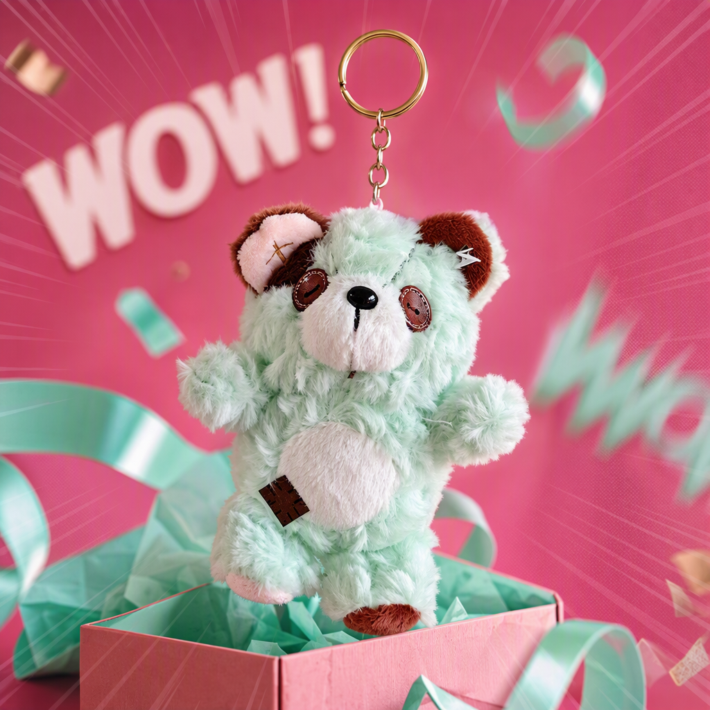 Blanco peluche moe favorite llavero bolsas decoración cute colgante juguetes parches oso bondadoso muñeca comercio exterior al por mayor verde claro peluche oso llavero regalo del día de la madre lindo llavero accesorios moda accesorios portátiles Application Scenario