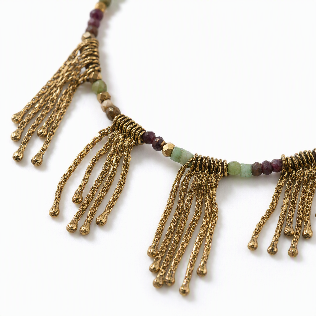 Colorful beaded tassel necklace, a fashionable and versatile handcrafted accessory, is a trendy and personalized necklace pendant for women Specification image