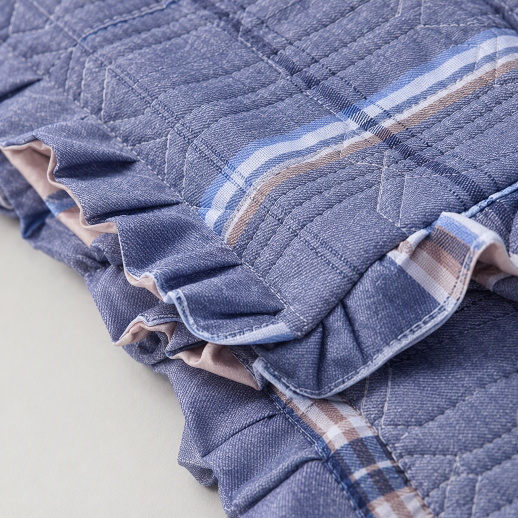 Warm quilted three-piece home textile set, soft and comfortable bedding, bed sheet, quilt cover, bed hat combination, various styles Specification image
